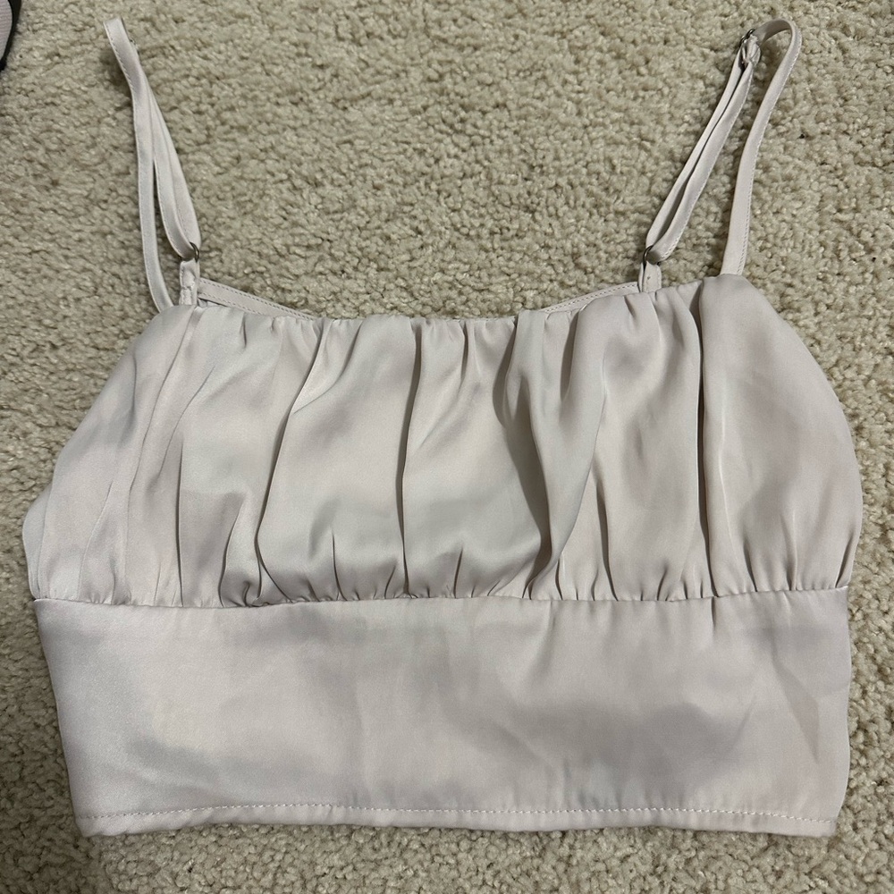 Kendall & Kylie Cream Satin Top